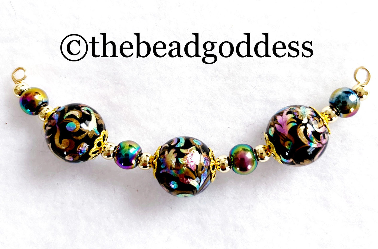 NEW Exciting Japanese TENSHA BEAD Design Peacock Black 12mm 15 Pieces 3.25"